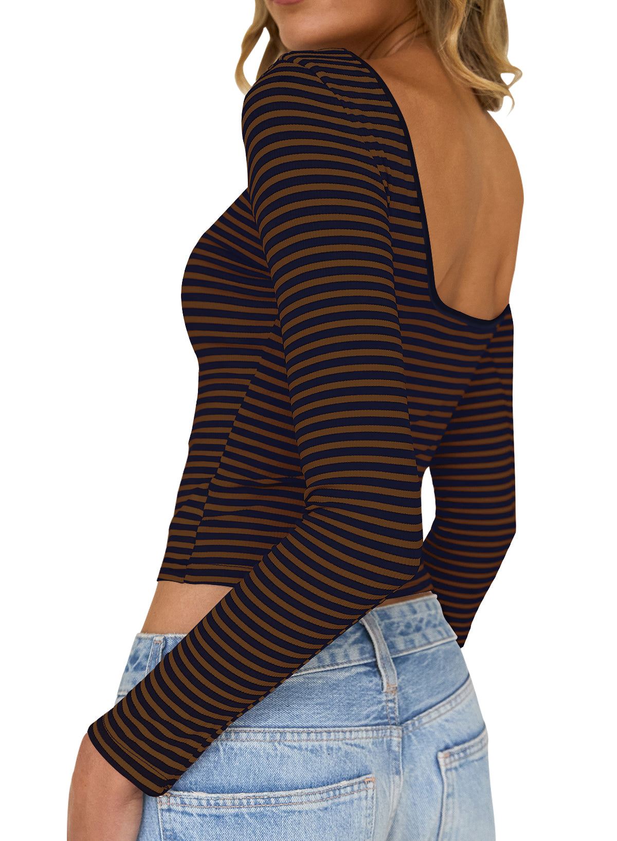 Shirts for Women Sexy Backless Striped Tops Going Out T-Shirt Y2K Crop Womens