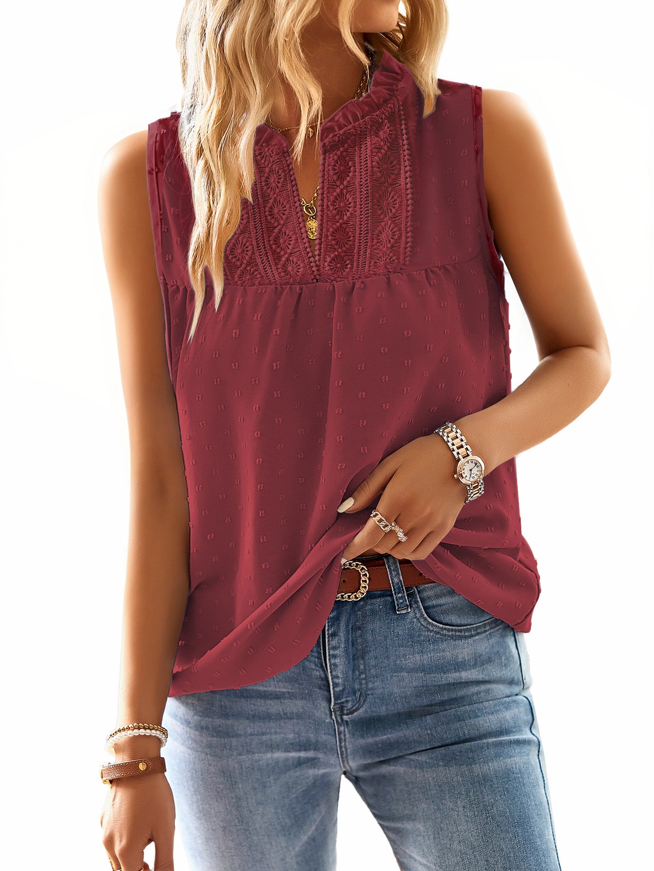 Womens Tops Butterfly Sleeve Dressy Casual Flowy Swiss Dot Ruffle Short Sleeve Shirts