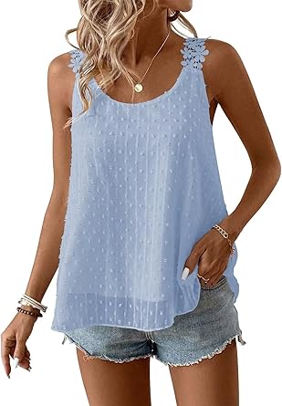Womens Tank Tops Flowy Sleeveless Summer Boho Tank Top Lace Camisole Shirts
