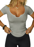 Womens Going Out Short/Long Sleeve Crop Tops Sexy Y2K Tee Fitted Slim T-Shirt