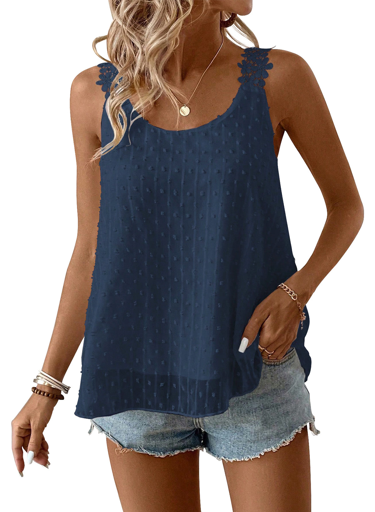 Womens Tank Tops Flowy Sleeveless Summer Boho Tank Top Lace Camisole Shirts