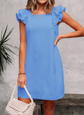 Womens Summer Dresses Bow Tie Back Sundresses for Women Ruffle Short Sleeve Dress