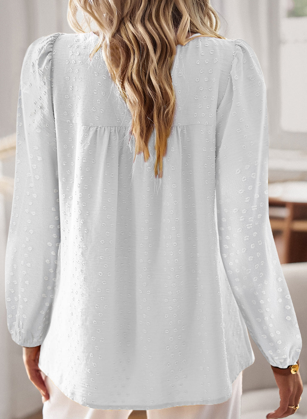 Boho Tops for Women Long Sleeve Shirts Crewneck Flowy Blouses Lace Hem Clothing