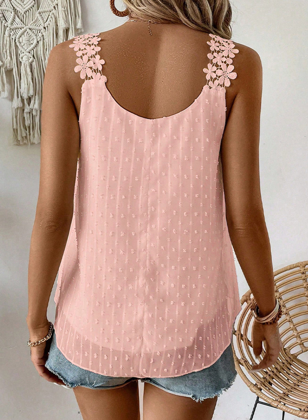 Womens Tank Tops Flowy Sleeveless Summer Boho Tank Top Lace Camisole Shirts