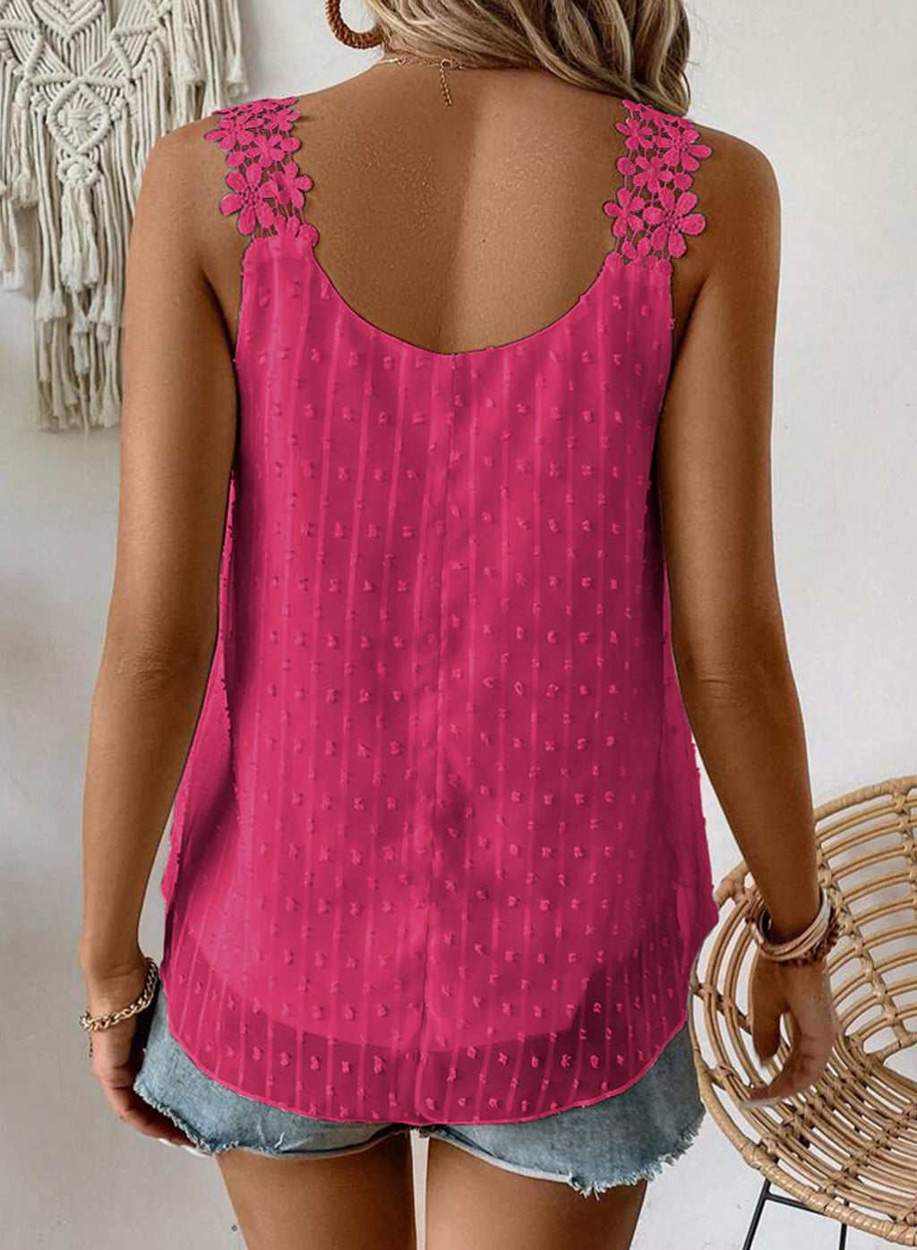 Womens Tank Tops Flowy Sleeveless Summer Boho Tank Top Lace Camisole Shirts