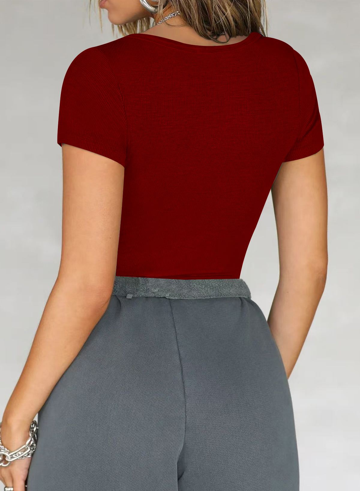 Womens Going Out Short/Long Sleeve Crop Tops Sexy Y2K Tee Fitted Slim T-Shirt